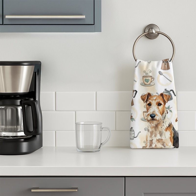 Wire Fox Terrier Coffee Bar Kitchen Towel, Wire Fox Terrier