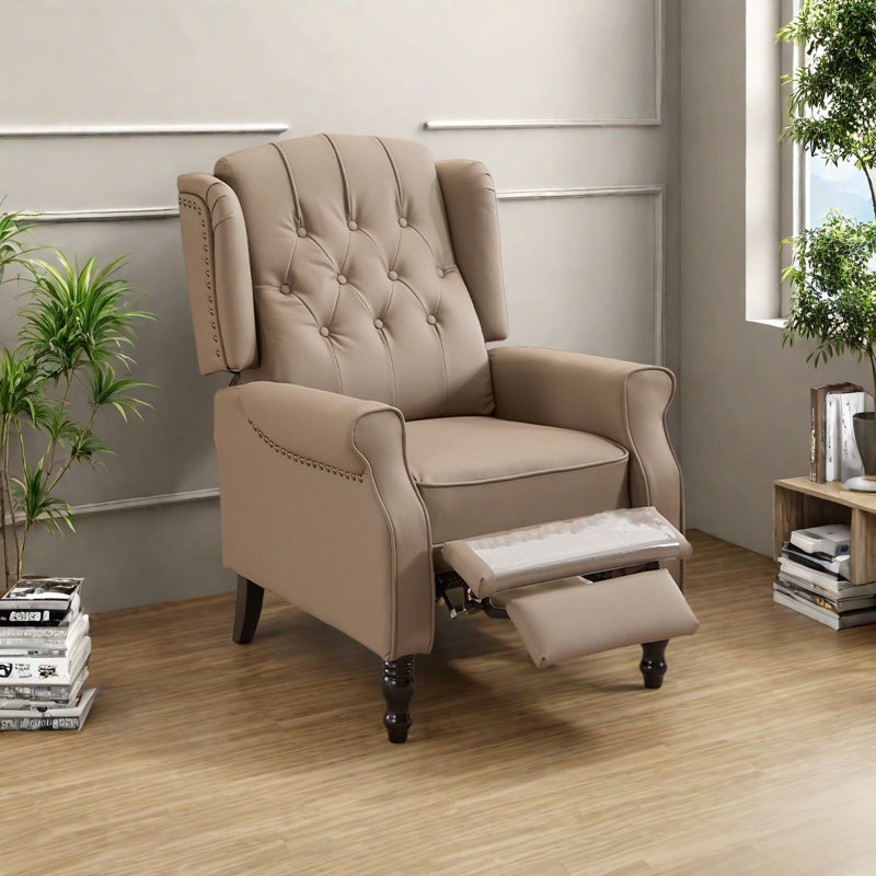 Chaise en bois massif écologique, Similicuir kaki