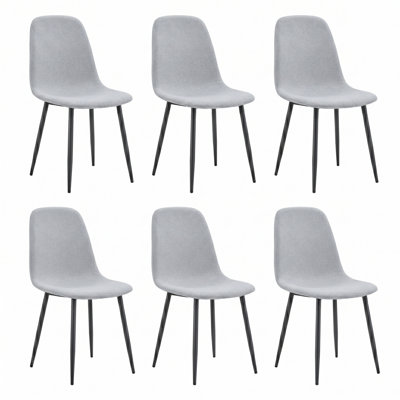 Chaises de salle à manger rembourrées Mid-Century modernes avec pieds robustes en métal (ensemble de 6)