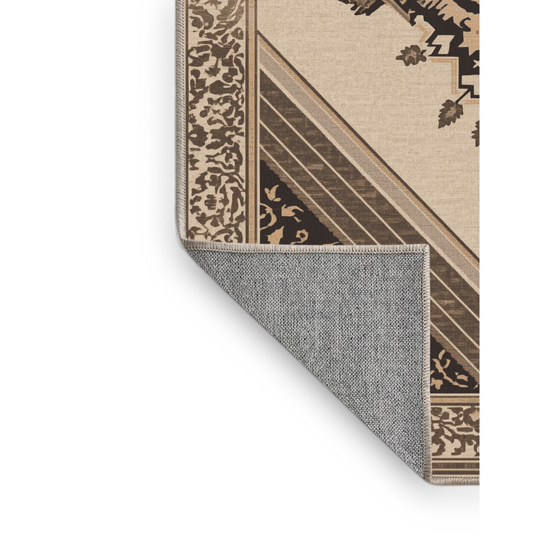 Tapis oriental beige lavable à la machine Pauleth, 7 x 10