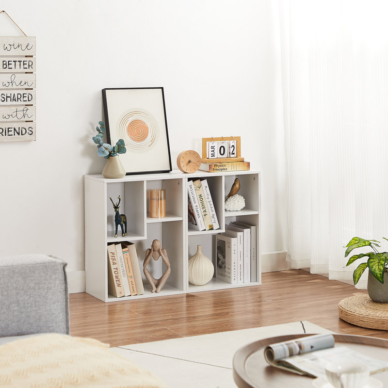 Bookcase With Storage Shelves, Modern Bookshelf For Organizer Display Stand For Home Office, White