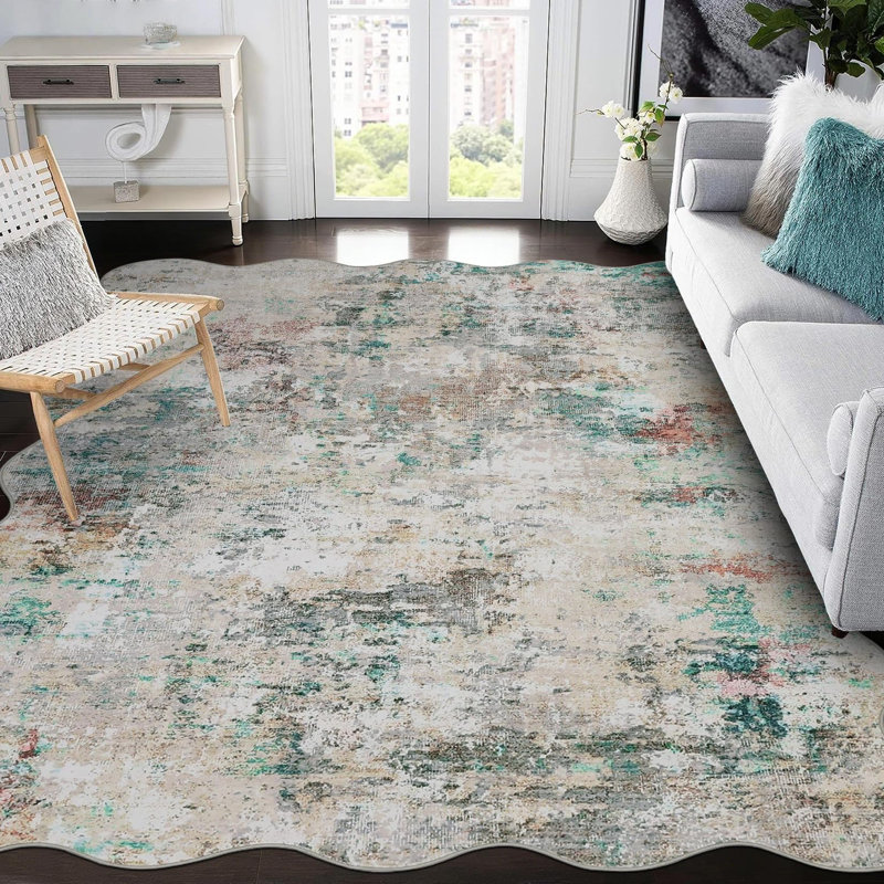Rectangle Abstract Washable Area Rug, Multicolor, 120*170cm
