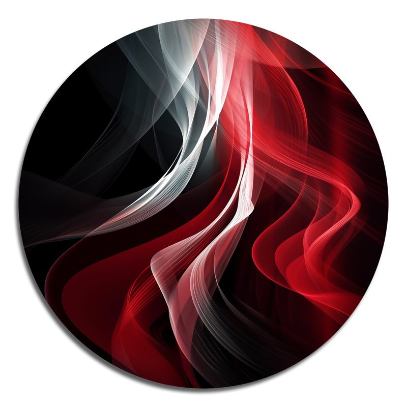 Art abstrait rond rouge et abstrait contemplatif VI, H 23 po x l 23 po x P 1 po