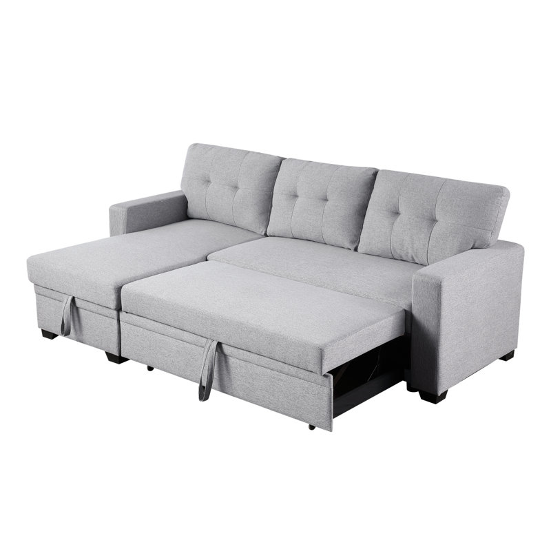 Canapé modulaire escamotable avec rangement, Gris clair
