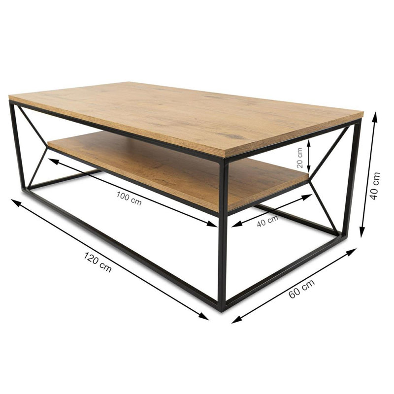Gause Frame Coffee Table with Storage, 40cm H x 120cm W x 60cm D