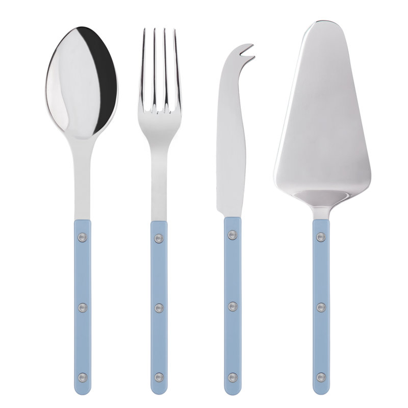 Bistrot Solid 4 - Piece Stainless Steel Hostess Set, Pastel Blue