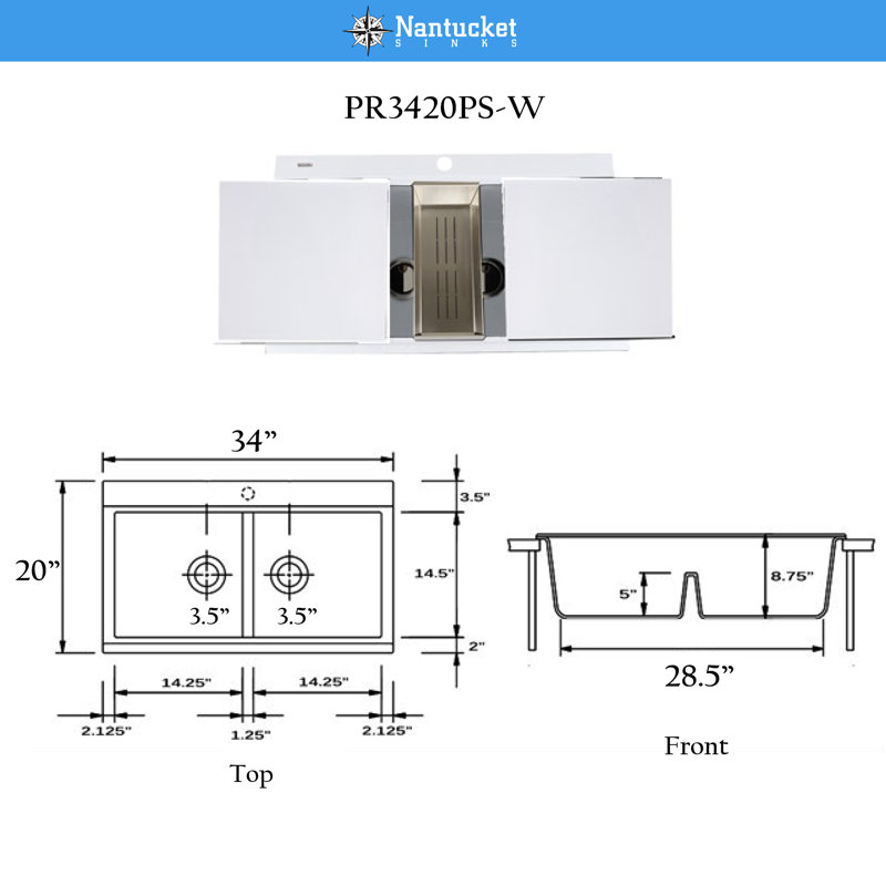 Plymouth 34'' L Double Basin Kitchen Sink
