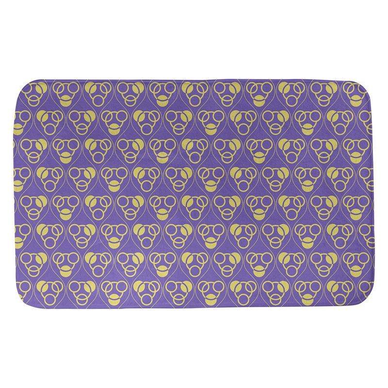 Tapis de bain géométrique rectangulaire antidérapant Circles Waves, l 21 po x L 34 po, Mauve/jaune