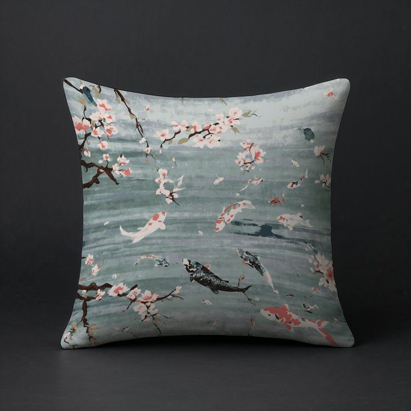 Coussin décoratif intérieur et extérieur Modern, Gris floral 7, Carré 16 po