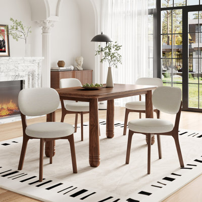 Solid Wood Dining Chairs  Luxurious Chenille Upholstered Kitchen Chairs