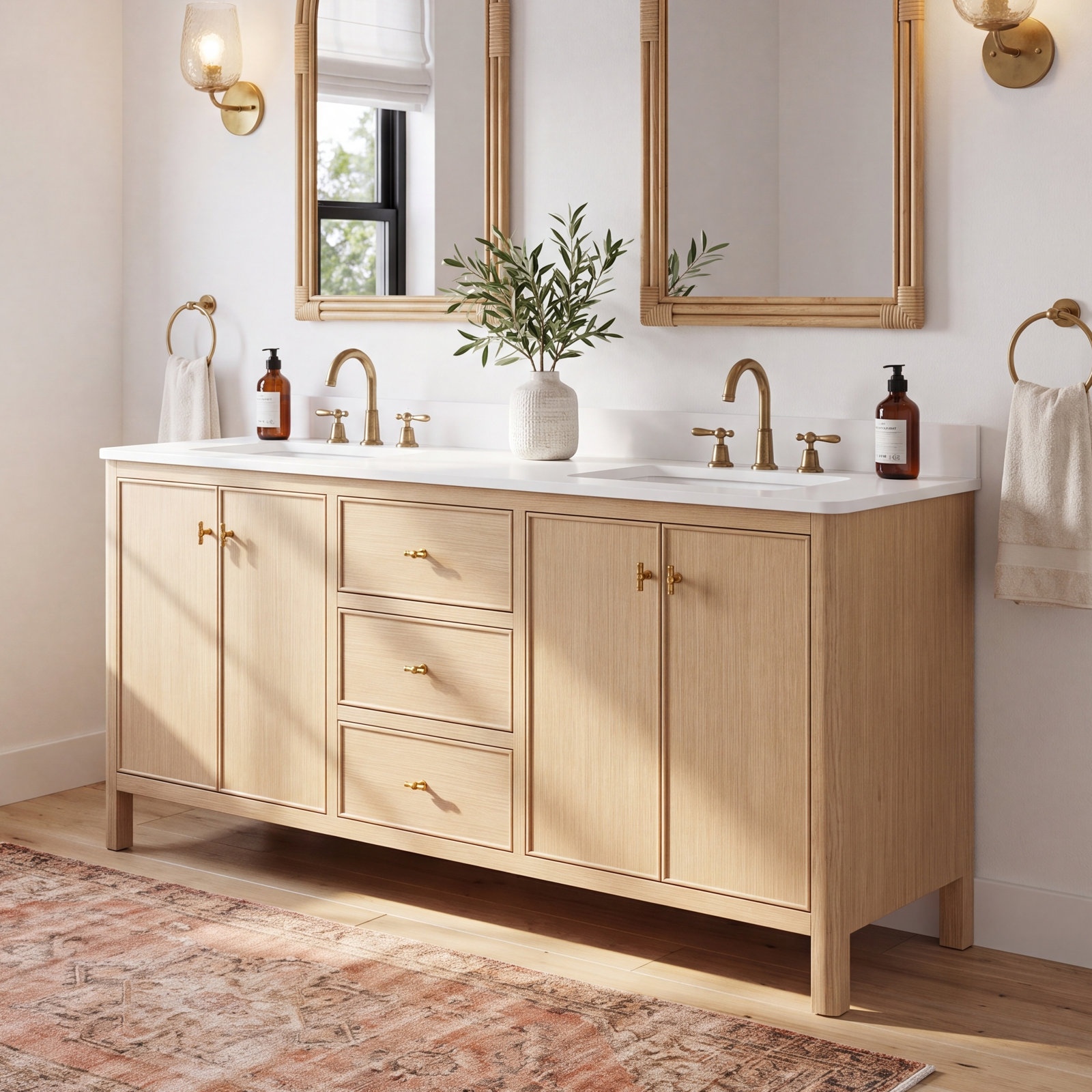 Kingsley 80" Oak Double Bathroom Vanity