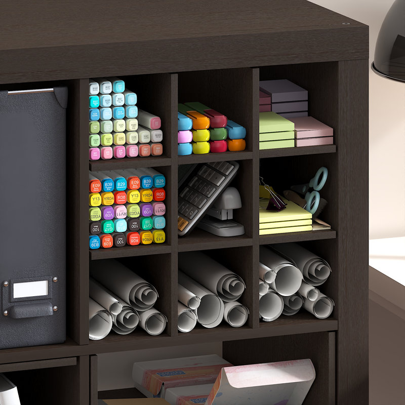 Cube-sac Furinno, compartiment de rangement à 9 compartiments, s'adapte aux cubes épais de Furinno, Ikea Kallax, pour les organisateurs et le rangement, chêne foncé