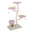 Arbre à chat en forme de fleur, avec plateformes en lit, condos et jouets suspendus, tour de chat à plusieurs niveaux pour chats d'intérieur, moderne, rose et beige