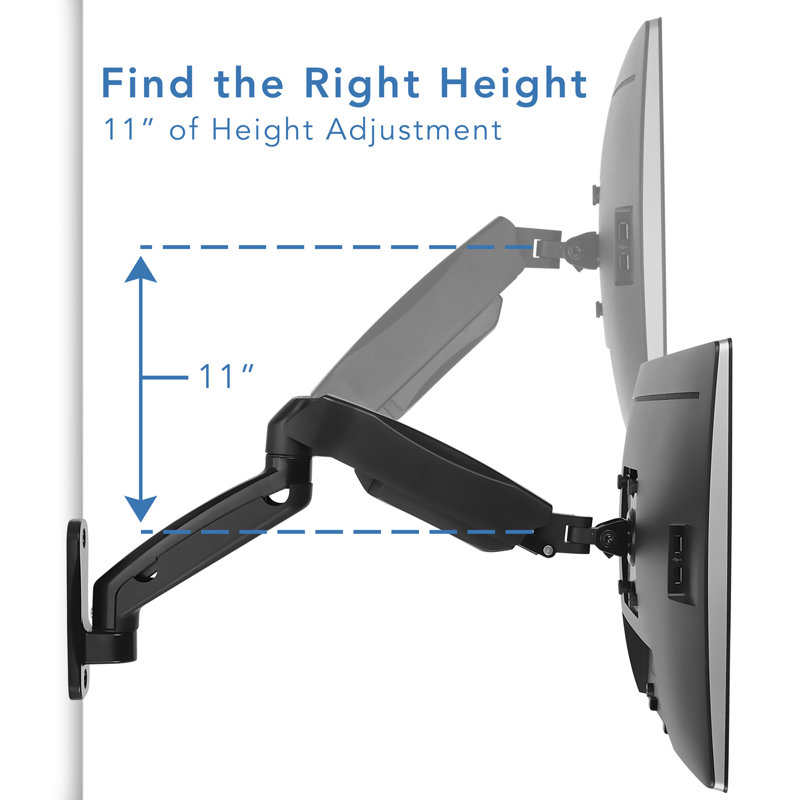 Black Adjustable Full Motion Wall Mount Monitor Arm