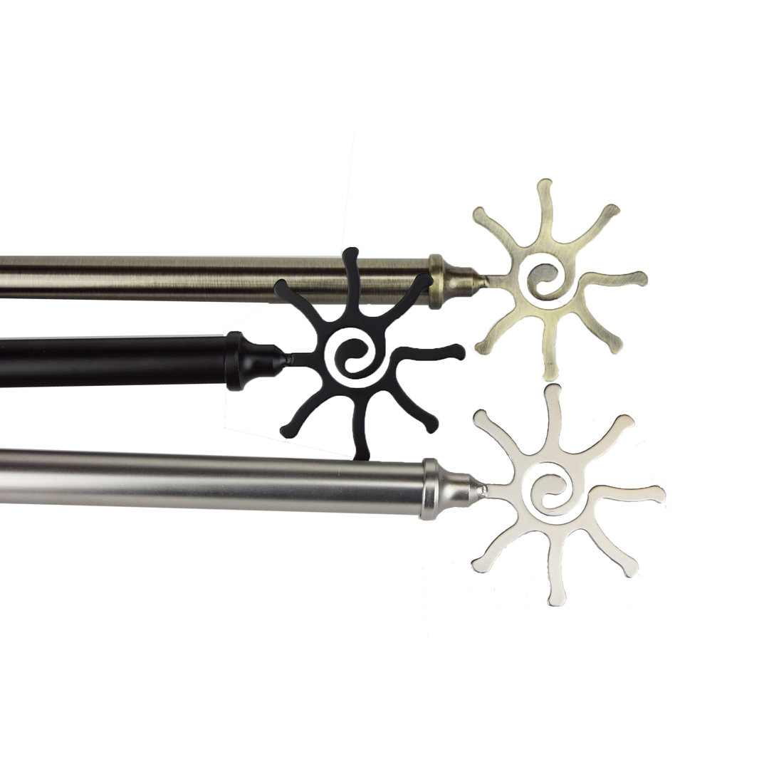 Alexys Steel Rod/Resin Finials Adjustable Single Curtain Rod Highland Dunes 
