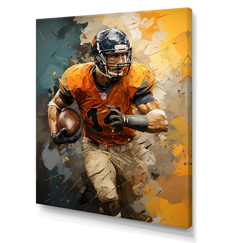 «Yellow Football Fragmented Plays - Sports», reproduction d'art sur toile, H 20 po x l 12 po x P 1 po, Toile tendue