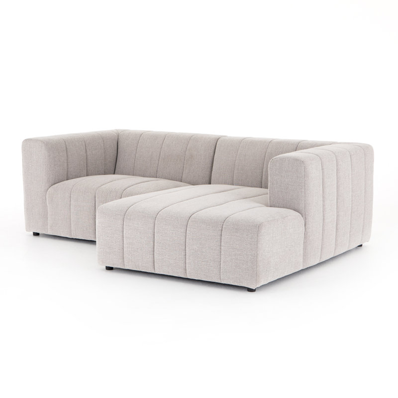 Grayson 88" Left Hand Facing Modular Sectional, Right Hand Facing, Gray Polyester