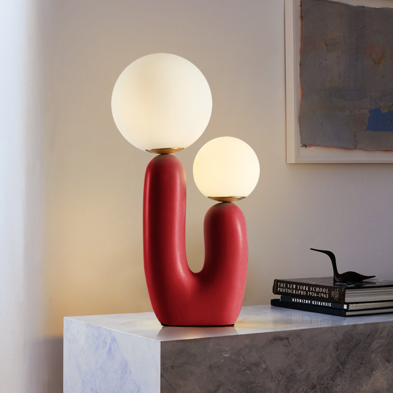 Rahil Resin Table Lamp, Red