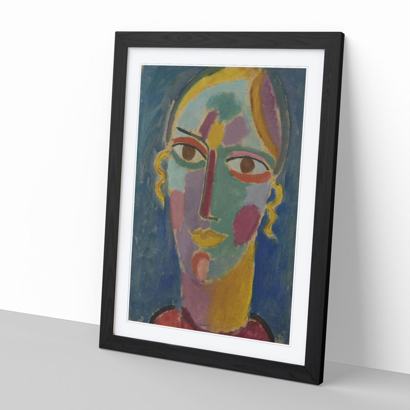Portrait of a Woman by Marianne Von Werefkin - Picture Frame Painting, 36cm H x 27cm W x 2cm D, Black Framed