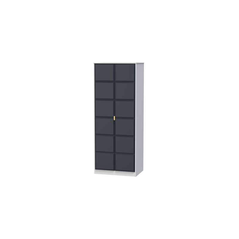 Fully Assembled 3 Door Wardrobe, 197cm H x 74cm W x 53cm D, Indigo Matt/White