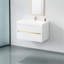 Meuble-lavabo de 36 po, intérieur spacieux, matériaux, blanc brillant, comptoir en résine de pierre, rangement spacieux, tiroirs à fermeture en douceur
