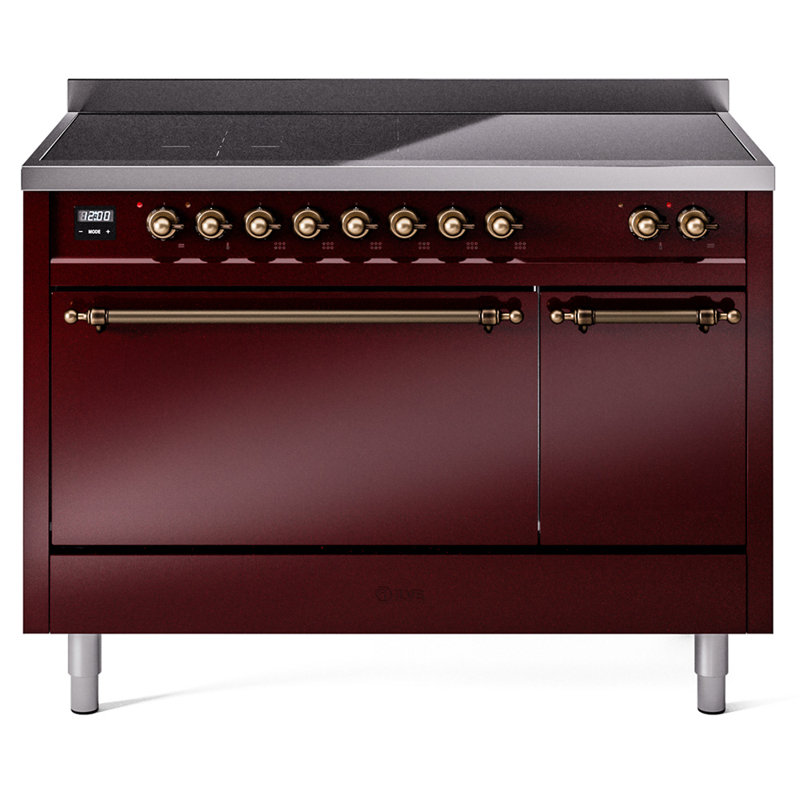 ILVE Nostalgie II 48 in Induction Range, Burgundy/Bronze