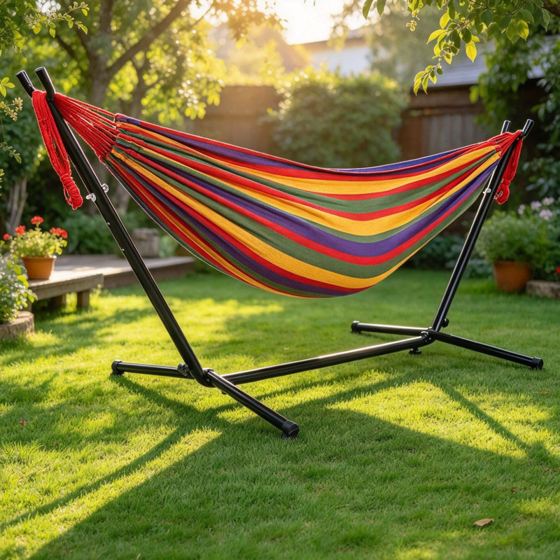 275 x 100 cm Double Hammock with Detachable Stand, 550 lbs Weight Capacity