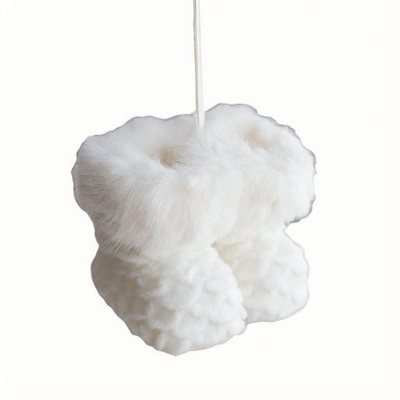 Décorations de Noël Mini bottes en peluche, White