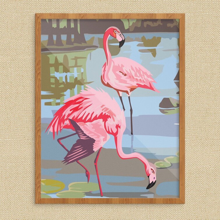 Flamingo With Water Lily Animal Paint by Numbers Kit Free Shipping