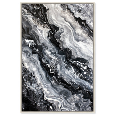 Ethereal Bloom 2 Canvas Black Paint Abstract by Art Remedy