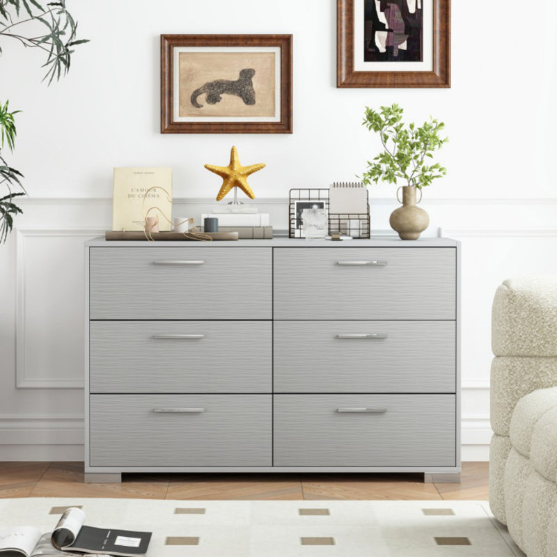 Armoire de rangement 6 tiroirs avec poignées en métal
