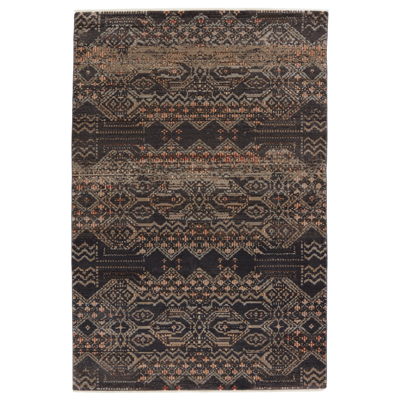 Tapis noir marocain Sanaa, Rectangle 5 pi x 7 pi 6 po