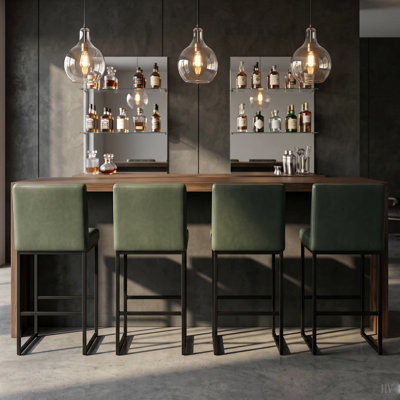 25.6 Inch Counter Height Bar Stools Set of 4 with PU Cushion and Back Modern Bar Chairs for Kitchen Island Counter with Metal Leg for Restaurant Dining Room Office