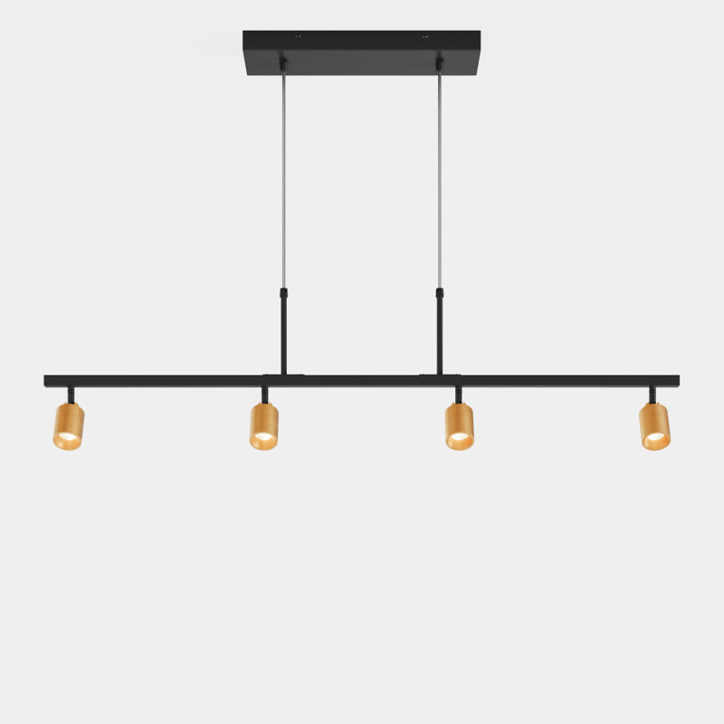 Luminaire suspendu sur rail 4 lumières Shura, Noir mat / laiton