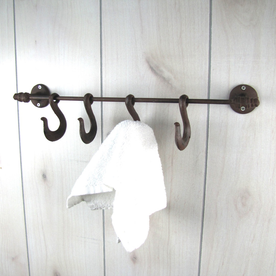 Mervin Iron Wall 4 - Hook Wall Mounted Coat Rack Millwood Pines