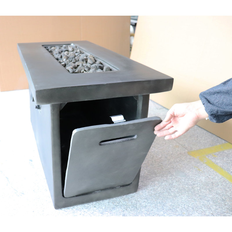 24'' H Concrete Propane/Natural Gas Outdoor Fire Pit Table, Light Gray