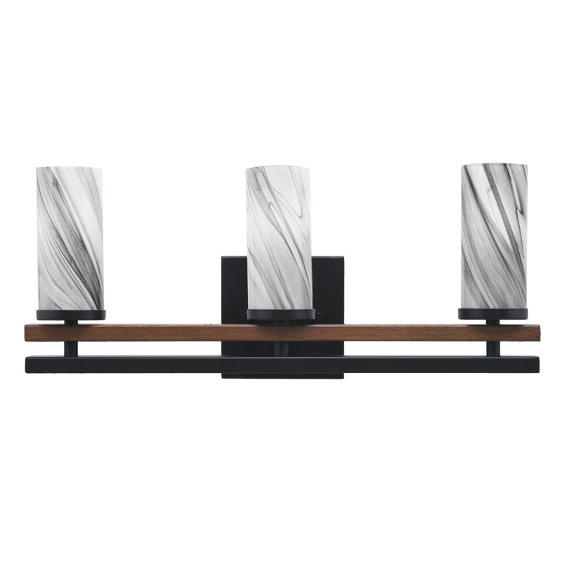 Barre d'éclairage de salle de bain 3 lumières Belmont, Noir / brun
