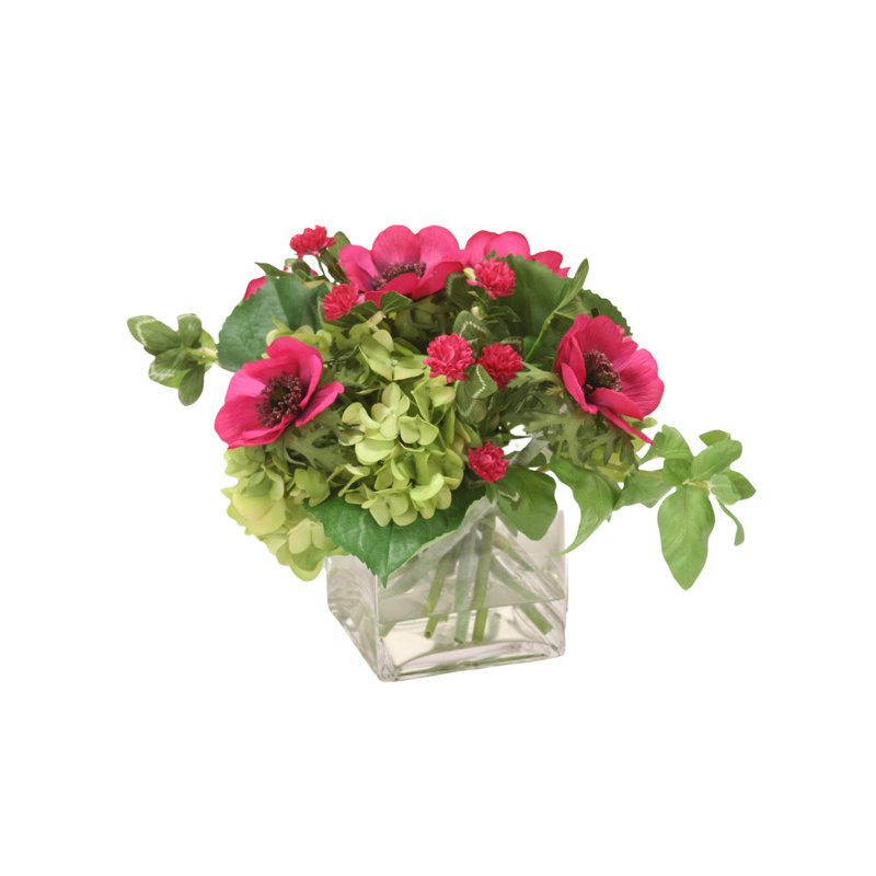Polysilk Hydrangea Arrangement in Vase