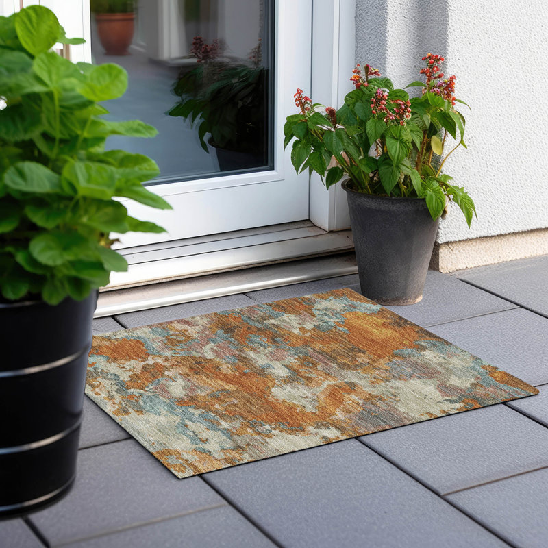 Tapis cuivre intérieur / extérieur lavable à la machine Christain ACN1385, Rectangle 1 pi 8 po x 2 pi 6 po