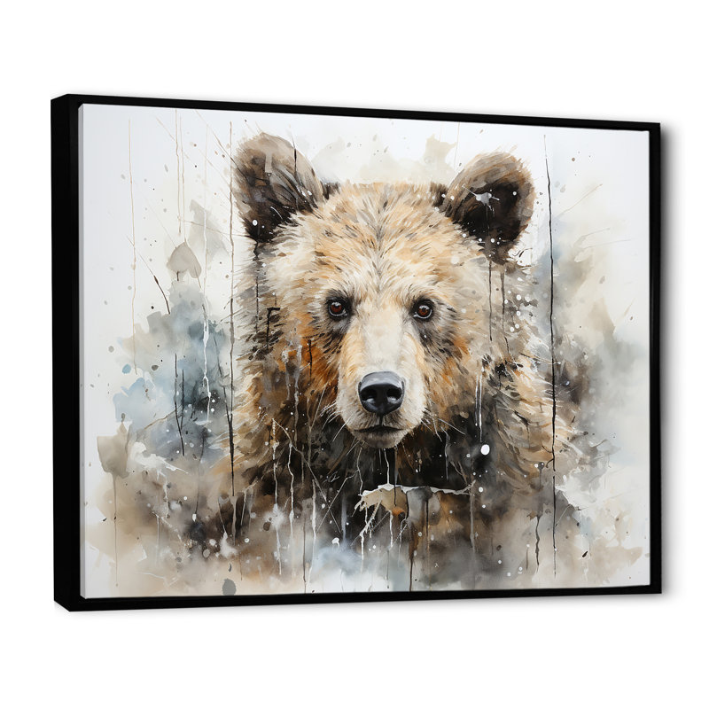 Ours en portrait - Minimalisme, impressions encadrées, H 12 po x l 20 po x P 1 po, Cadre flottant noir
