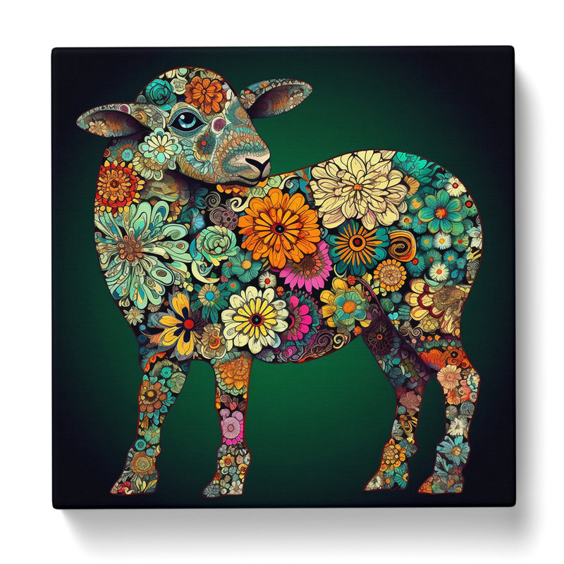 Sheep Paisley Art No.2 - Wrapped Canvas, 50cm H x 50cm W x 3cm D