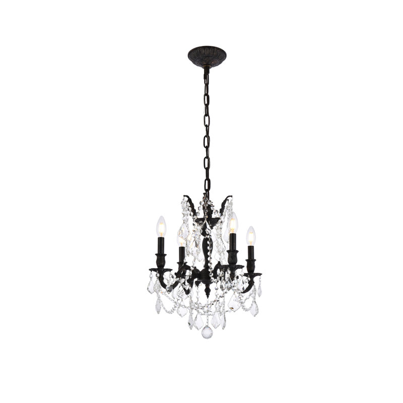 Lustre classique / traditionnel à 4 lumières de style bougie avec détails en cristal Ashmin