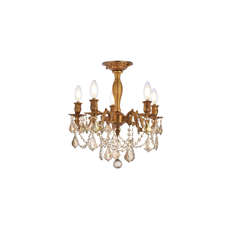 Ashmin 5 - Light Dimmable Classic / Traditional Chandelier, Color / Crystal Color / Crystal Trim: Antique Bron