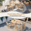 Table de salle à manger ronde d'extérieur, table de patio avec base en forme de X, pour le jardin, la cour, le balcon et l'intérieur