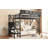 Twin XL Size Loft Bed With Stairs, Metal Full Loft Bed With Storage Shelves-1730405933