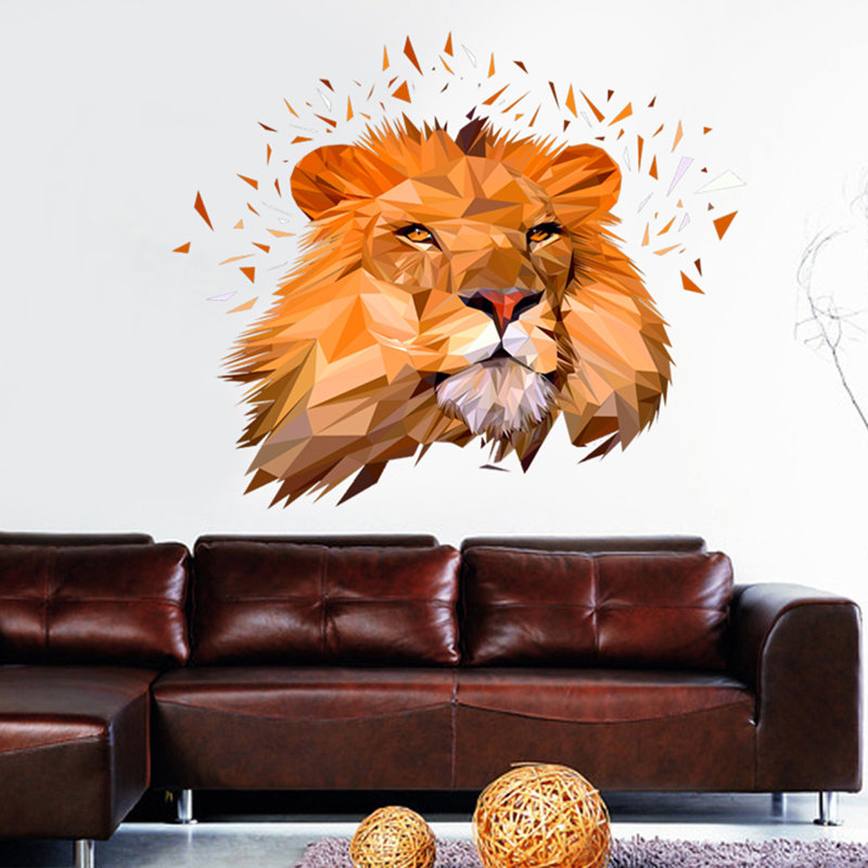 Adhésif décoratif polygonale Leo lion, H 46 po x l 50 po