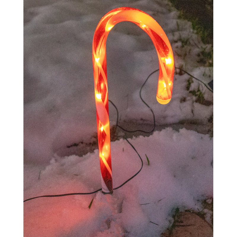 Ensemble de 8 lumières solaires de Noël en forme de canne de bonbon - Décorations de Noël pour l'extérieur