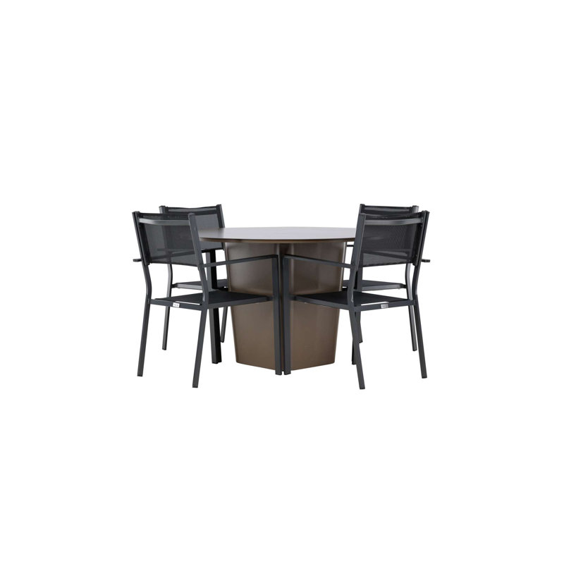 Kluesner 4 - Person Patio Dining Set with Round Table, Black