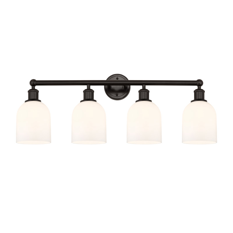 Éclairage pour salle de bain 4 lumières Bella, Bronze huilé, Blanc lustré