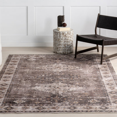 Tangires SplashGuard Medallion Machine Washable Area Rug